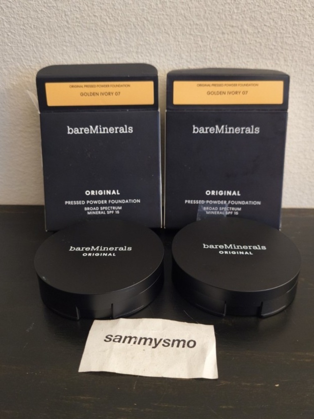 BareMinerals Original Pressed Powder Foundation, spf 15 GOLDEN IVORY 07 x2 01/27